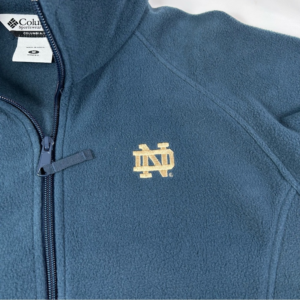 Notre Dame Columbia Fleece Full Zip Embroidered Pockets Blue Women's Size M - Picture 4 of 7